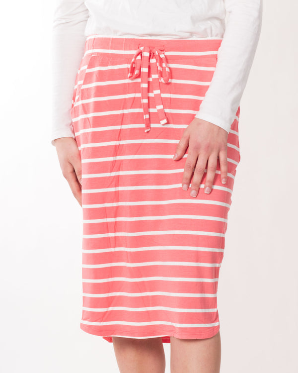 Coral Striped Knit Skirt