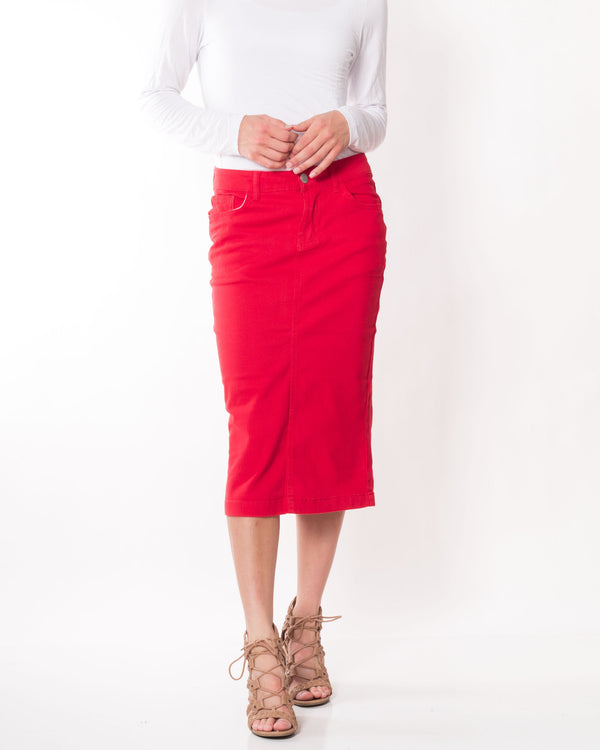 Red Denim Skirt